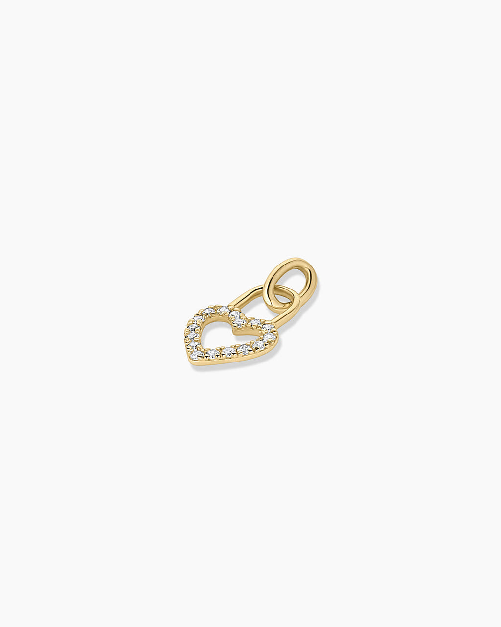 14K Diamond Heart Padlock Charm
