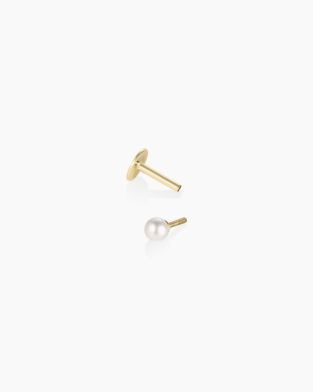 14K Gold Pearl Flat Back Single Stud