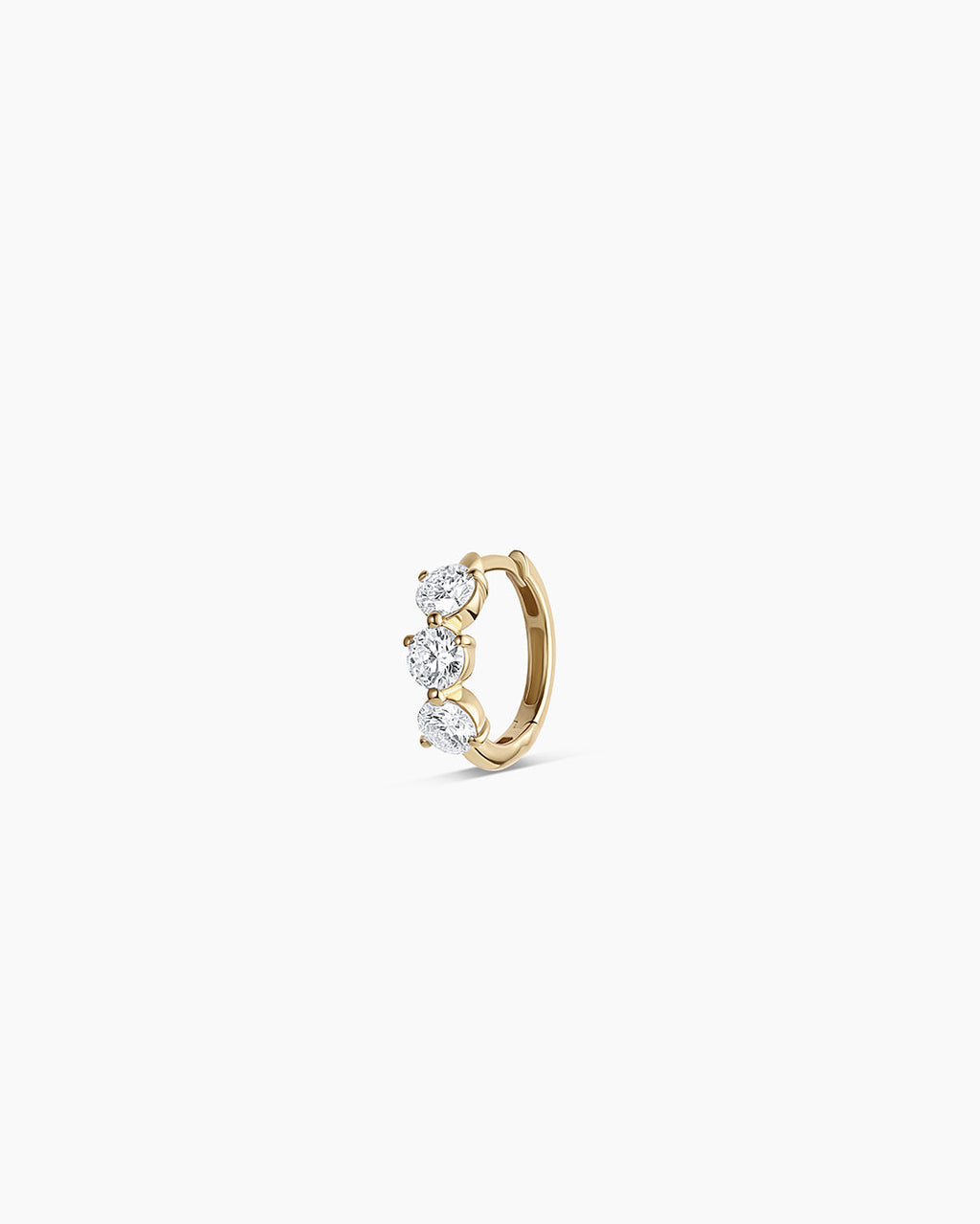 14K Lab Grown Diamond Solitaire Trio Single Huggie