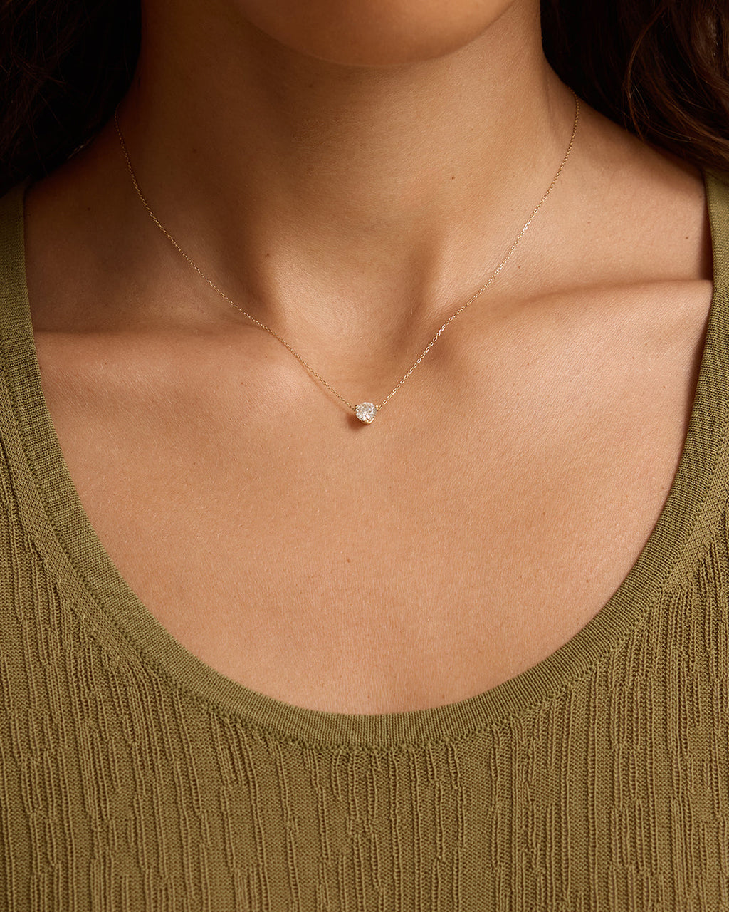 14K Lab Grown Diamond Solitaire Necklace