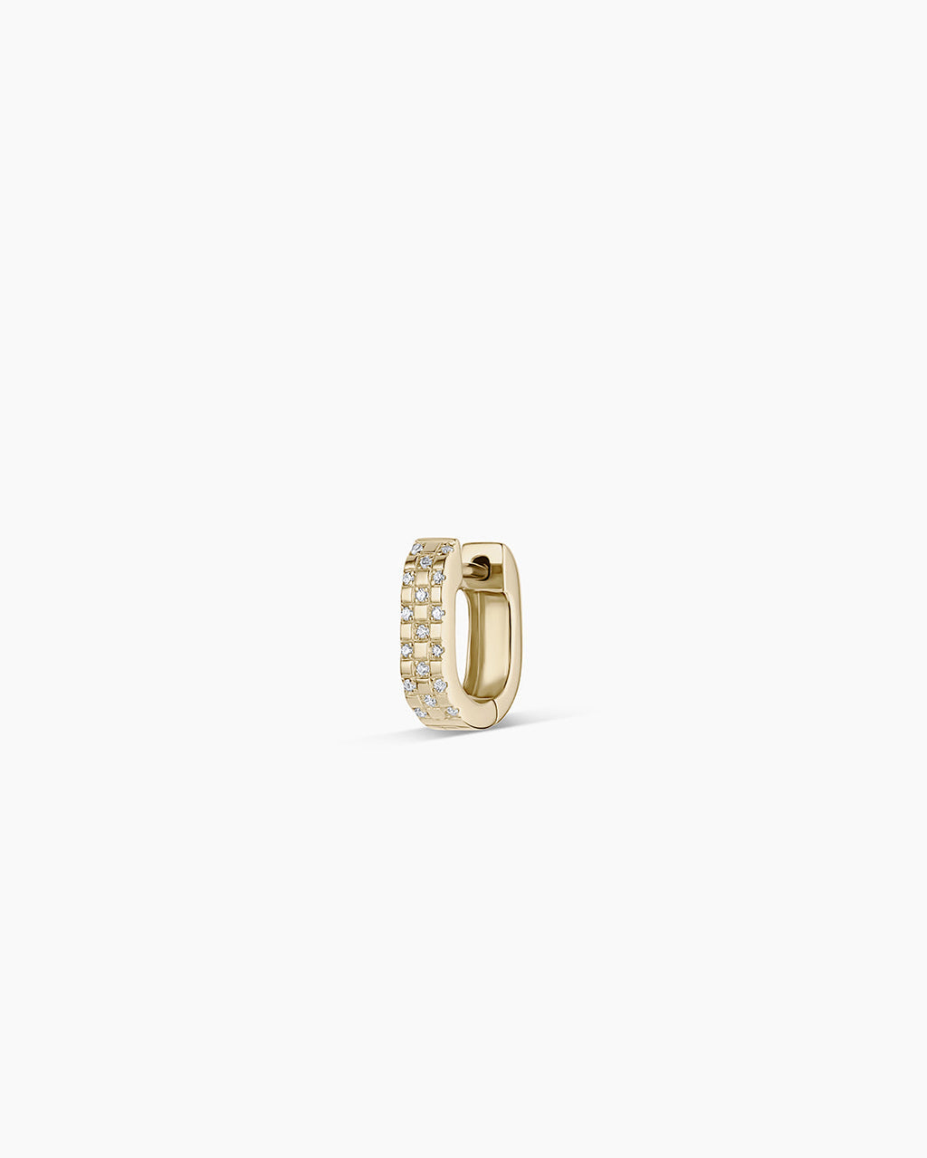 14K Diamond Checkered Mini Single Huggie