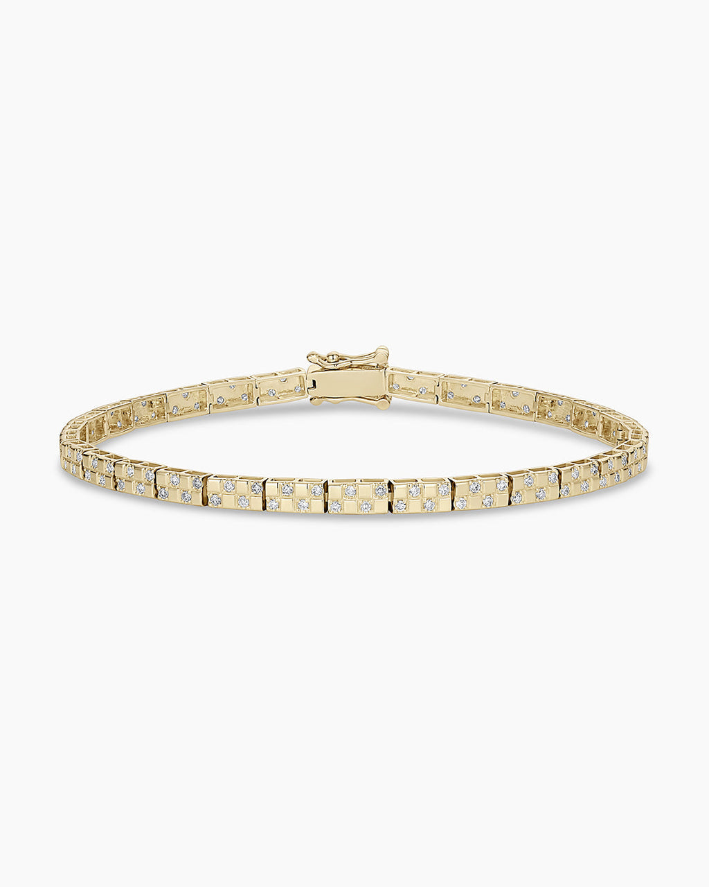 14K Diamond Checkered Tennis Bracelet