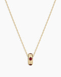 14K Gold Birthstone Halo Charm Necklace