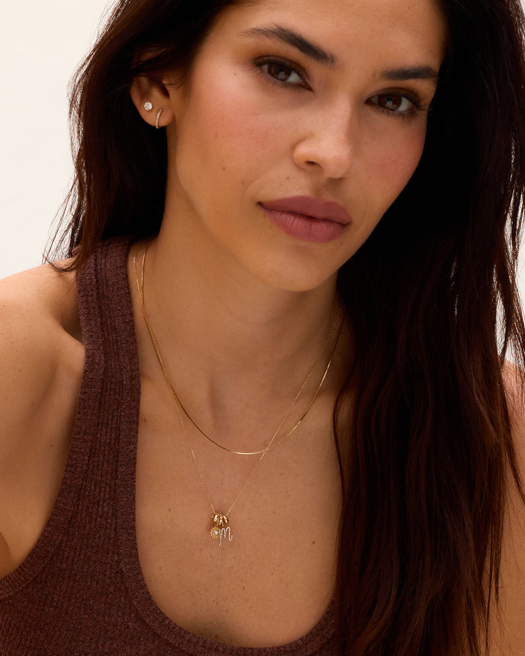 14K Diamond Script Alphabet Charm Necklace