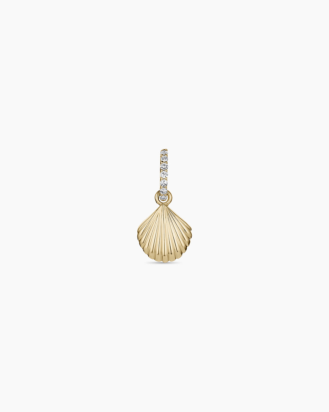 14K Diamond Scallop Charm